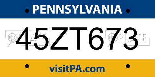 45ZT673 Pennsylvania License Plate