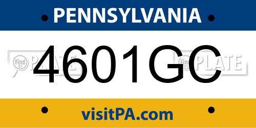 4601GC Pennsylvania License Plate