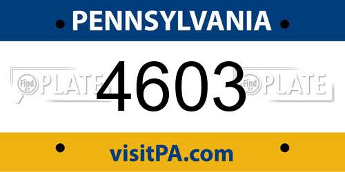 4603 Pennsylvania License Plate