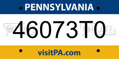 46073T0 Pennsylvania License Plate