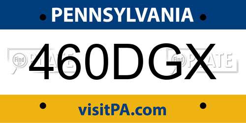 460DGX Pennsylvania License Plate