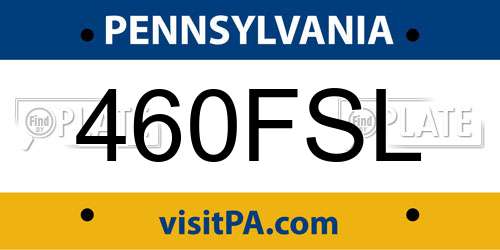460FSL Pennsylvania License Plate