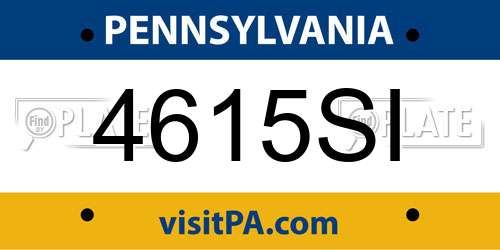 4615SI Pennsylvania License Plate