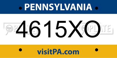 4615XO Pennsylvania License Plate