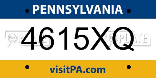 4615XQ Pennsylvania License Plate