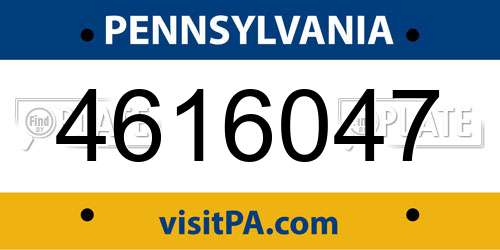 4616047 Pennsylvania License Plate