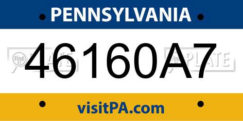 46160A7 Pennsylvania License Plate