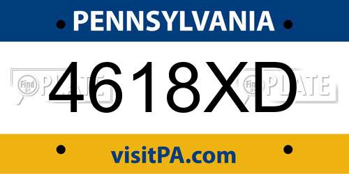 4618XD Pennsylvania License Plate