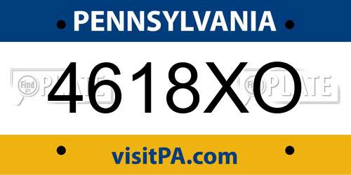 4618XO Pennsylvania License Plate