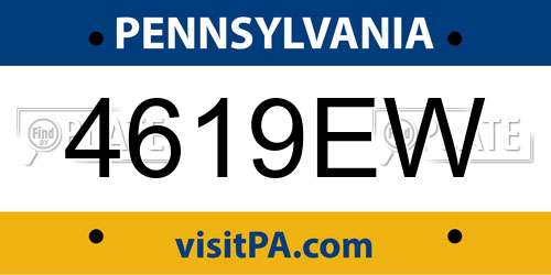 4619EW Pennsylvania License Plate