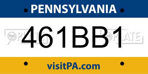 461BB1 Pennsylvania License Plate