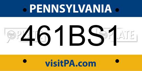 461BS1 Pennsylvania License Plate