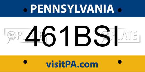 461BSI Pennsylvania License Plate