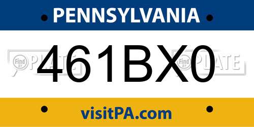 461BX0 Pennsylvania License Plate