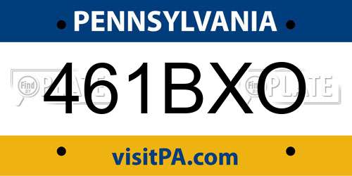 461BXO Pennsylvania License Plate