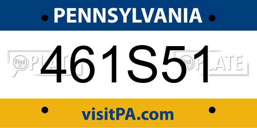 461S51 Pennsylvania License Plate