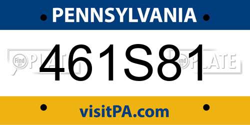 461S81 Pennsylvania License Plate