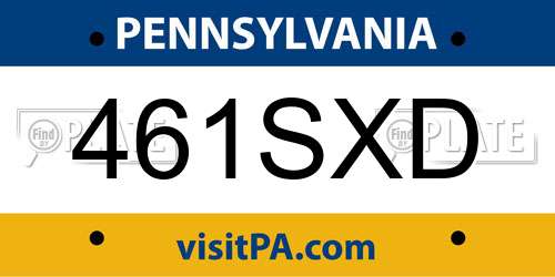 461SXD Pennsylvania License Plate