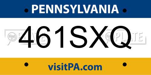 461SXQ Pennsylvania License Plate