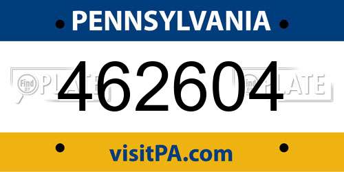 462604 Pennsylvania License Plate