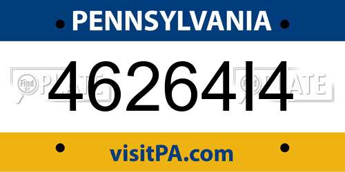 46264I4 Pennsylvania License Plate