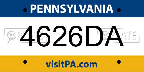 4626DA Pennsylvania License Plate