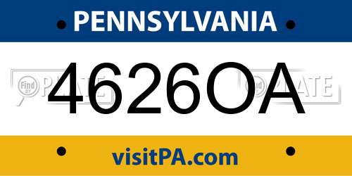 4626OA Pennsylvania License Plate