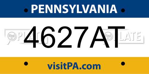4627AT Pennsylvania License Plate