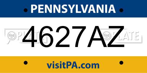 4627AZ Pennsylvania License Plate