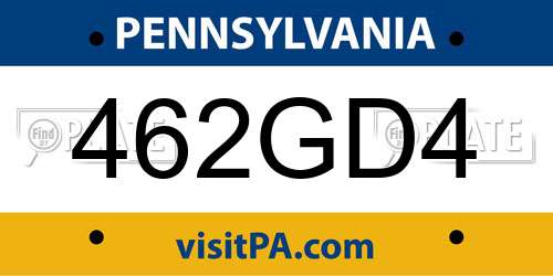 462GD4 Pennsylvania License Plate