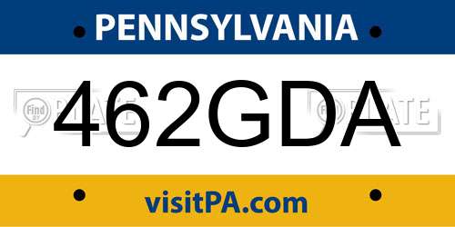 462GDA Pennsylvania License Plate