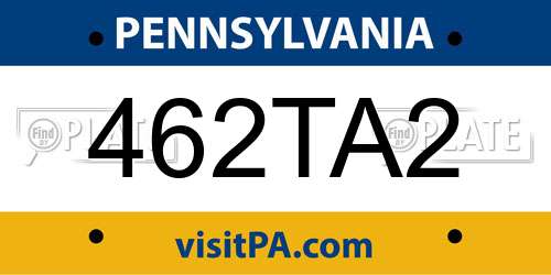 462TA2 Pennsylvania License Plate