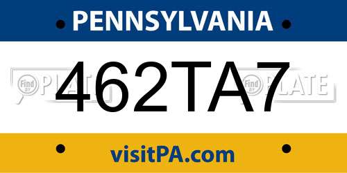 462TA7 Pennsylvania License Plate