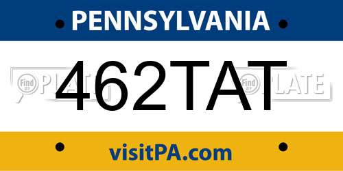 462TAT Pennsylvania License Plate