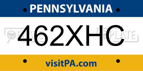 462XHC Pennsylvania License Plate