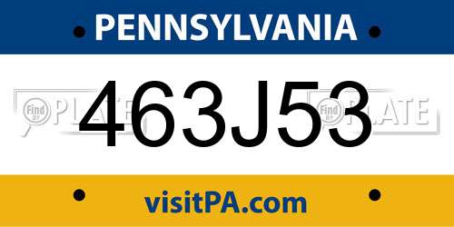 463J53 Pennsylvania License Plate