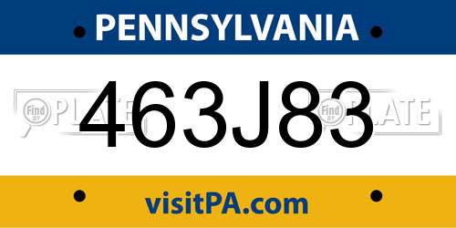 463J83 Pennsylvania License Plate