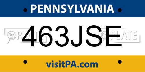 463JSE Pennsylvania License Plate