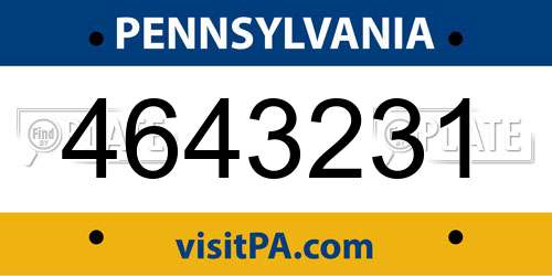 4643231 Pennsylvania License Plate