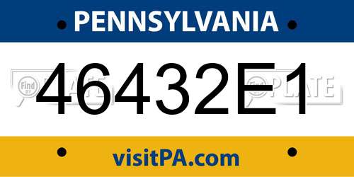 46432E1 Pennsylvania License Plate