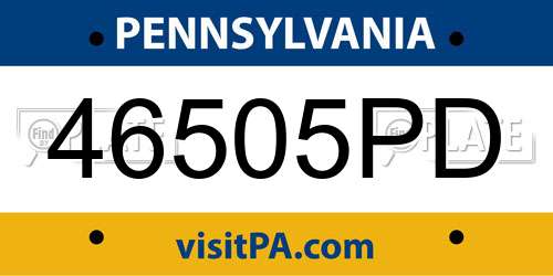 46505PD Pennsylvania License Plate