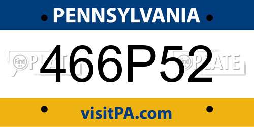 466P52 Pennsylvania License Plate
