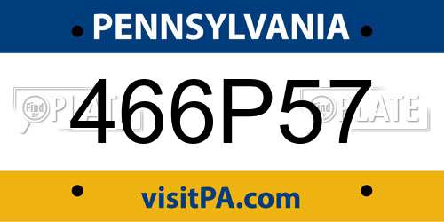 466P57 Pennsylvania License Plate