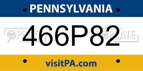 466P82 Pennsylvania License Plate