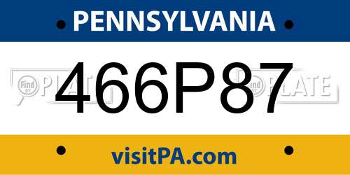 466P87 Pennsylvania License Plate