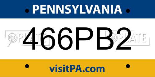 466PB2 Pennsylvania License Plate