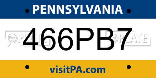 466PB7 Pennsylvania License Plate