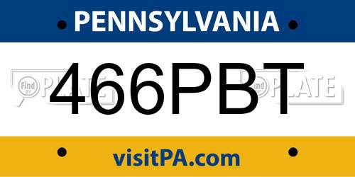 466PBT Pennsylvania License Plate