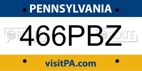 466PBZ Pennsylvania License Plate