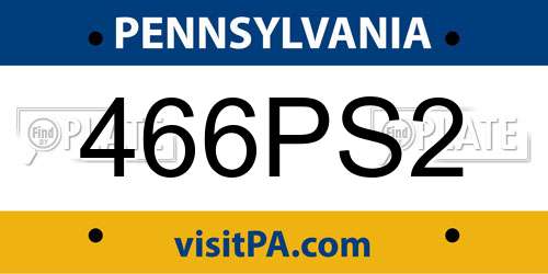 466PS2 Pennsylvania License Plate